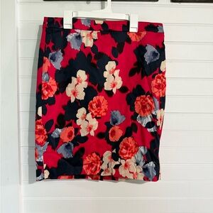 J. Crew Red and Orange Mini Pencil Skirt Cocktail